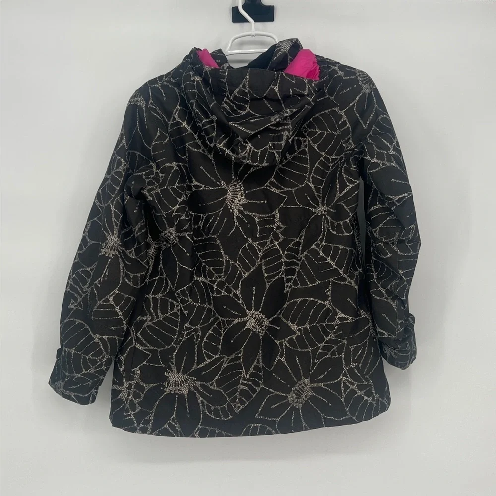 Columbia Gray Omni Heat Floral Softshell Outgrown Full Zip Jacket Girls Sz Large